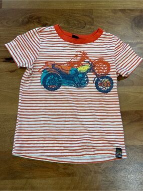 Charlie Rocket Orange and White Striped Motorcycle Tee Size 3T